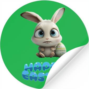 Discover Funny Cute Happy Easter Bunny Stickers