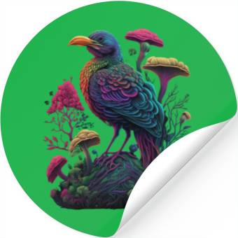 Discover trippy patterns psychedelic Mushroom phoenix bird Stickers