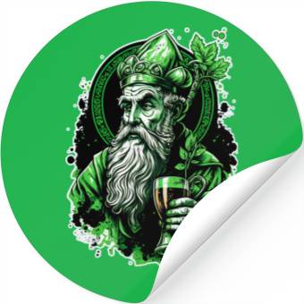 Discover Funny Drunk Saint Patrick drinking beer by gnarly Stickers