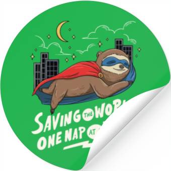 Discover Sloth Superhero Design for Sleeping Stickers