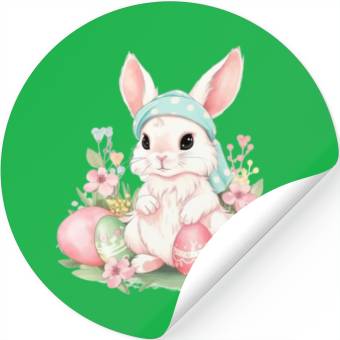 Discover Cute Sweet Easter Bunny Rabbit Easter Eggs Stickers