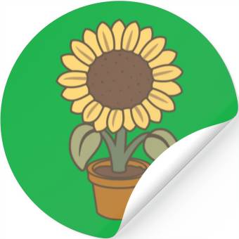 Discover Sunflower Pot Flower Stickers