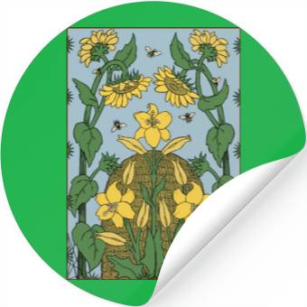 Discover Bee on sunflower Stickers
