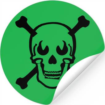 Discover Skull and crossbones design Black Stickers