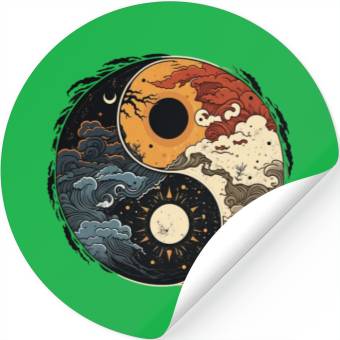 Discover Sun and moon yin yang Stickers