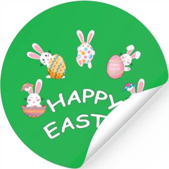 Discover Happy Easter Bunny with Easter Eggs Stickers