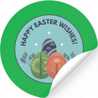 Discover Blue Happy Easter Wishes Stickers