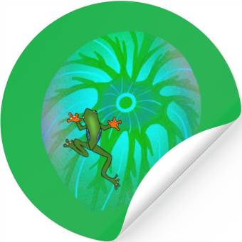 Discover Frog on a Leaf Stickers