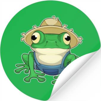 Discover Frog Farmer Hat Stickers