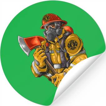 Discover Fire Fighter With Axe Stickers