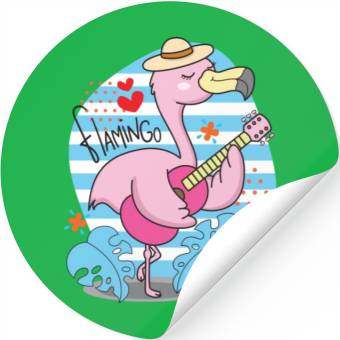 Discover Flamingo Playing Guitar Stickers