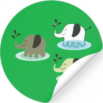 Discover Three elephants spraying water Stickers
