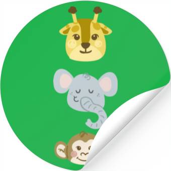 Discover Giraffe, Elephant, Monkey Stickers