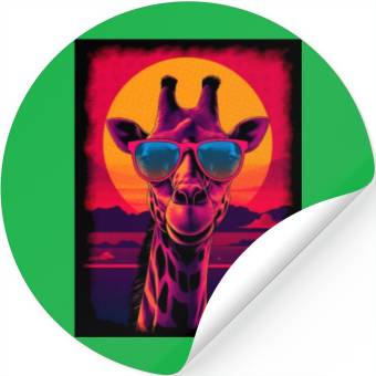 Discover 80s Synthwave Giraffe Stickers