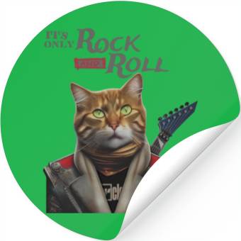 Discover Only Rock and Roll Cat Stickers