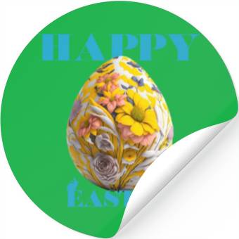 Discover Happy Easter Egg Design with Floral Elements Stickers