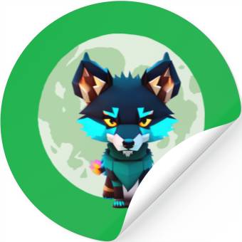 Discover Cute Wolf Moon Graphic Stickers