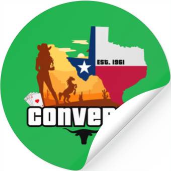 Discover Converse Texas EST 1961 Comic Stickers Design