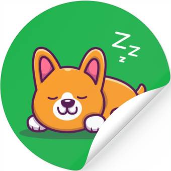Discover Cute Corgi Sleeping Stickers