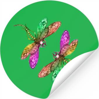 Discover Spring, colorful insects playing. Stickers