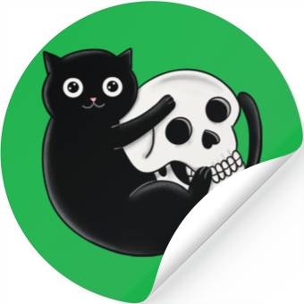 Discover Cat And Skull Stickers