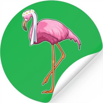 Discover Flamingo As Bride With Veil Stickers