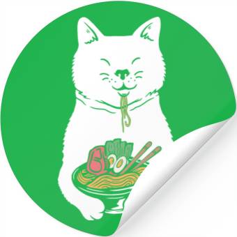 Discover Cute Cat Eating Ramen Stickers