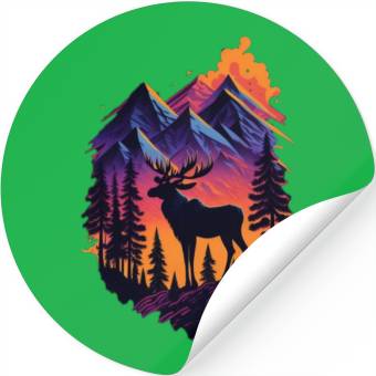Discover Moose in the Mountain Stickers