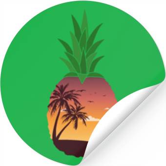 Discover Pineapple Beach Sunset - Tropical Summer Stickers