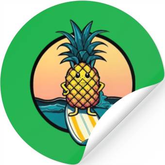 Discover Kawaii pineapple on at sunset Stickers