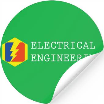 Discover electrical engineering text, electricity logo Stickers