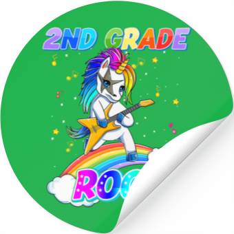 Discover 2nd Grade Rocks Unicorn Rainbow Back Stickers