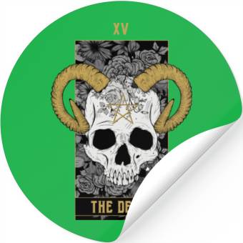 Discover The Devil Tarot Card Skull Stickers