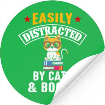 Discover Cat And Book Stickers