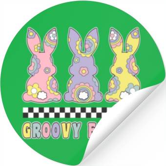 Discover Groovy Easter Bunnies Retro Hippie Lover Easter Stickers