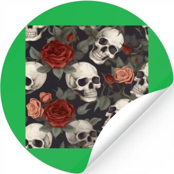Discover Skulls & Red Roses Pattern Dark Elegant Gothic Stickers