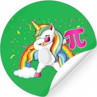 Discover Dabbing Pi Day Unicorn Mathematic Superhero Stickers