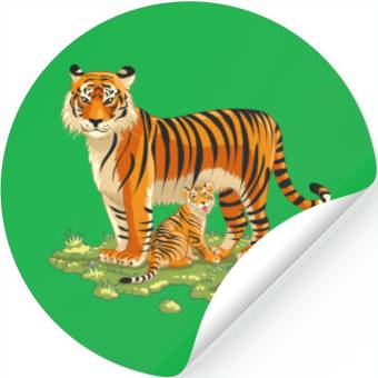 Discover Mother And Son Tiger Stickers