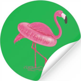 Discover Flamingo Swimming Circle Stickers