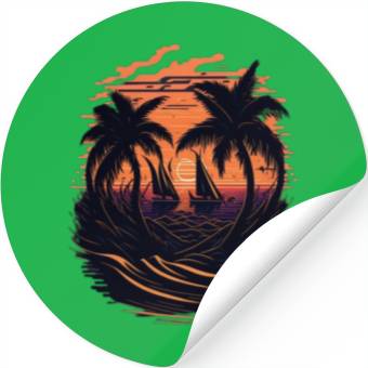 Discover Sunset on the beach Stickers