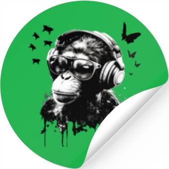 Discover Monkey with Headphone Stickers