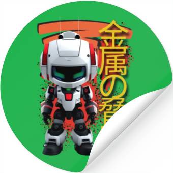 Discover Chibi Mecha: A Cute Cyberpunk Design 7 Stickers