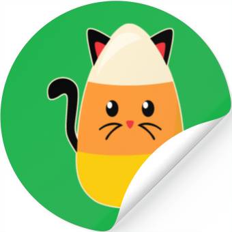 Discover Candy Corn Cat Halloween Stickers