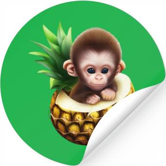 Discover Little monkey in a pineapple Stickers