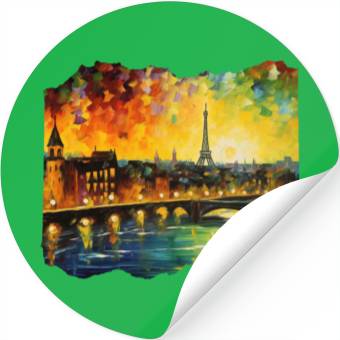 Discover Starry Night over Paris Van Gogh Eiffel Tower Stickers