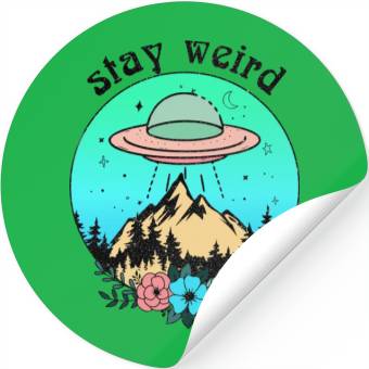 Discover Stay Weird UFO Stickers