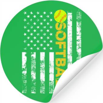 Discover American Flag Softball Team Stickers