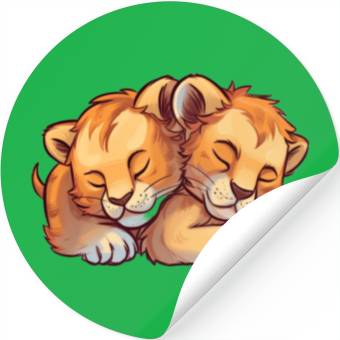 Discover Sleeping Lion Cubs Stickers