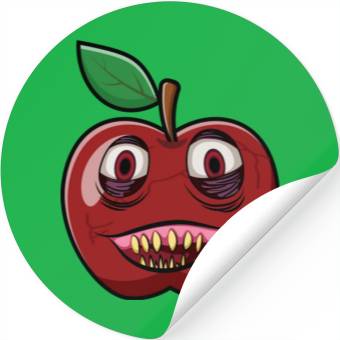 Discover Scary Red Apple Fruit Zombie Stickers