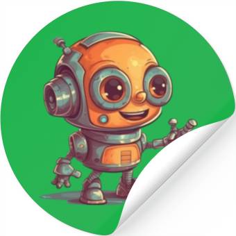 Discover Cute waving robot illustration technology friendly Stickers
